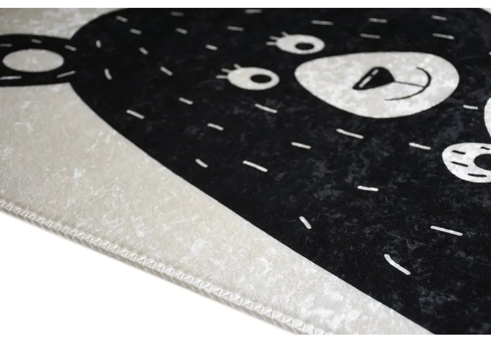 Черно-бял детски килим подходящ за пране 100x160 cm Bear Family – Vitaus