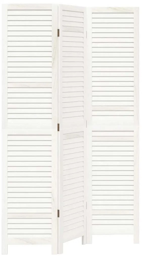 358830 vidaXL Разделител за стая, 3 панела, бял, дърво пауловния масив