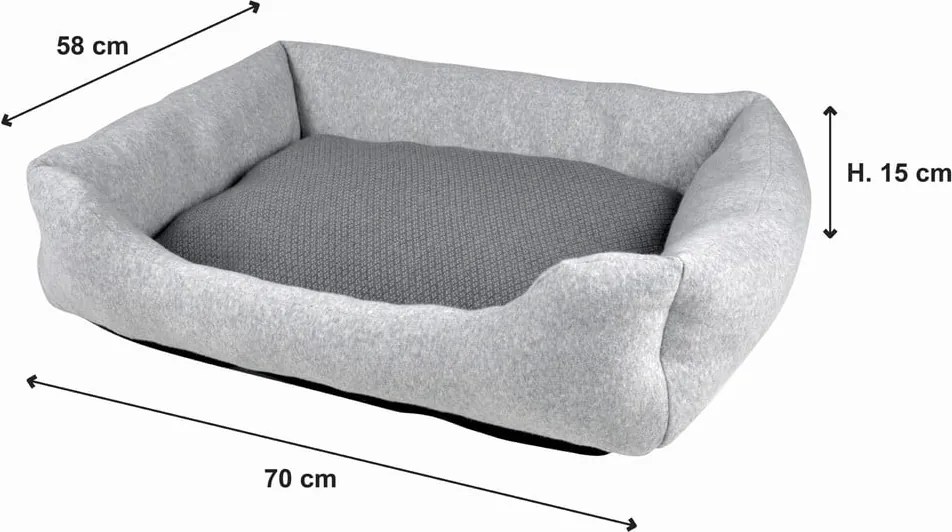 Светлосиво легло за домашни любимци 70x58 cm Graphene – Love Story