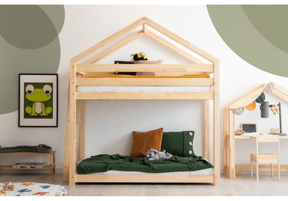 Двуетажно легло от борова дървесина в естествен цвят 90x190 cm Mila DMPB - Adeko