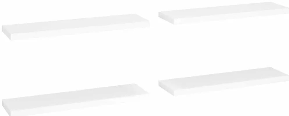 323819 vidaXL Окачени стенни рафтове, 4 бр, бели, 90x23,5x3,8 см, МДФ