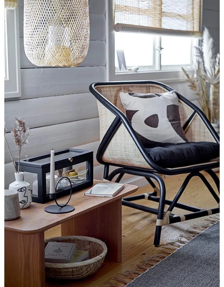 Черно и бежово кресло с плетка Loue - Bloomingville
