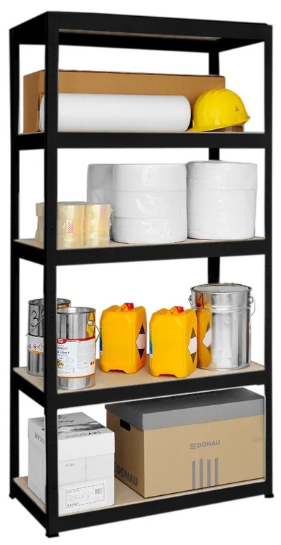 Метален стелаж STAR 180x90x40 см, до 350 кг на рафт - черен