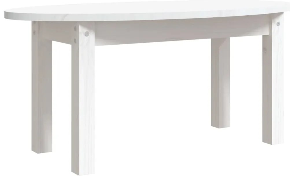 822348 vidaXL Кафе маса, бяла, 80x40x35 см, борово дърво масив