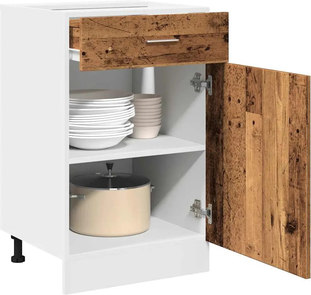 856086 vidaXL Шкаф с чекмеджета "Lyon", старо дърво, 50x46x81,5 см, инженерно дърво