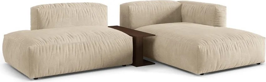 Бежов кадифен модулен ъглов диван (десен ъгъл) Martina – Micadoni