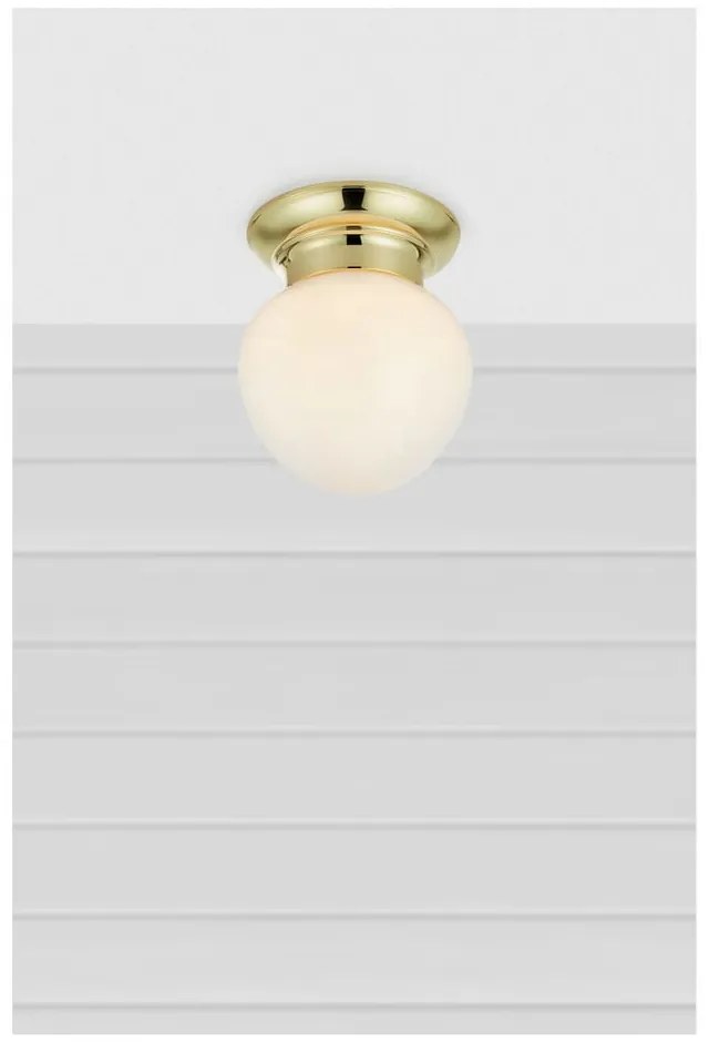 Бяло/месингово осветително тяло за таван със стъклен абажур Ronda – Markslöjd