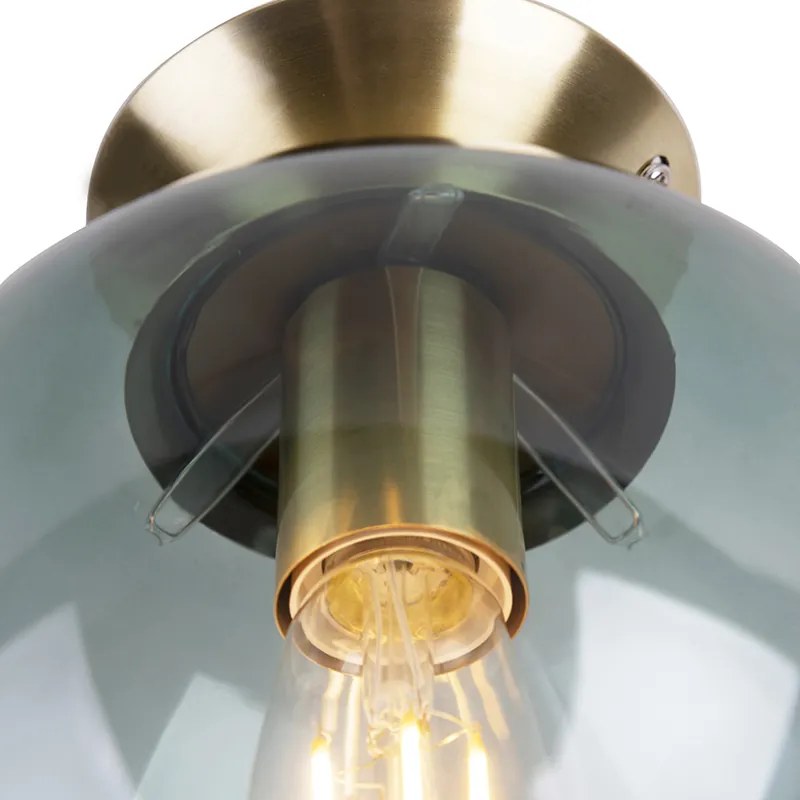 Таванна лампа в стил Арт Деко месинг със зелено стъкло - Pallon