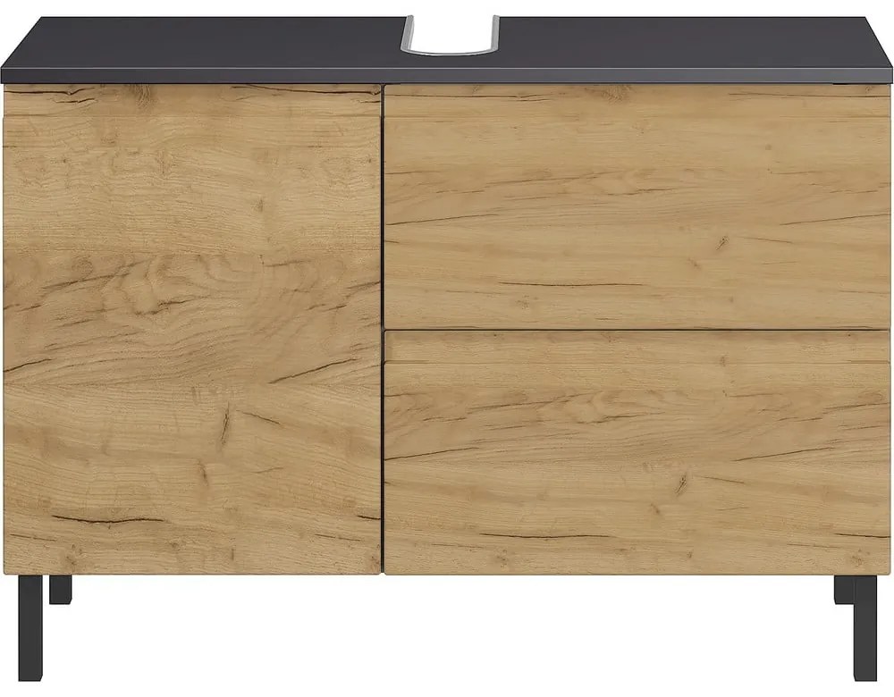 Тъмно сив шкаф под умивалника в дъб 80x56 cm Salinas - Germania