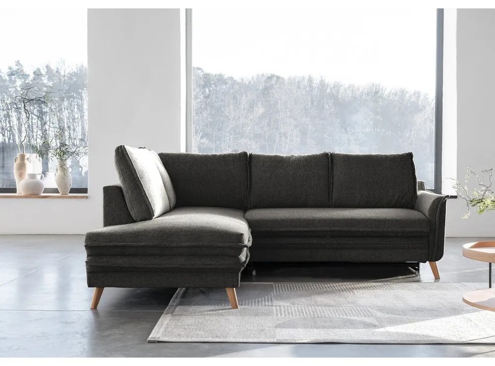 Тъмносив разтегателен ъглов диван (ляв ъгъл) Charming Charlie – Miuform