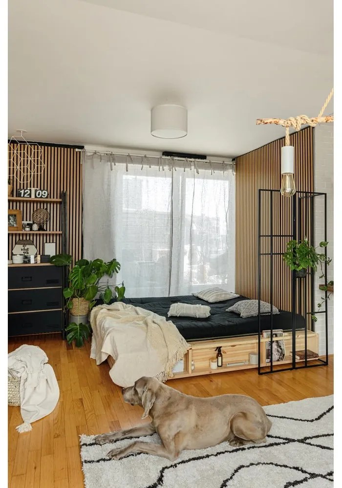 Двойно легло от борова дървесина с решетка 160x200 cm Ziggy - Karup Design