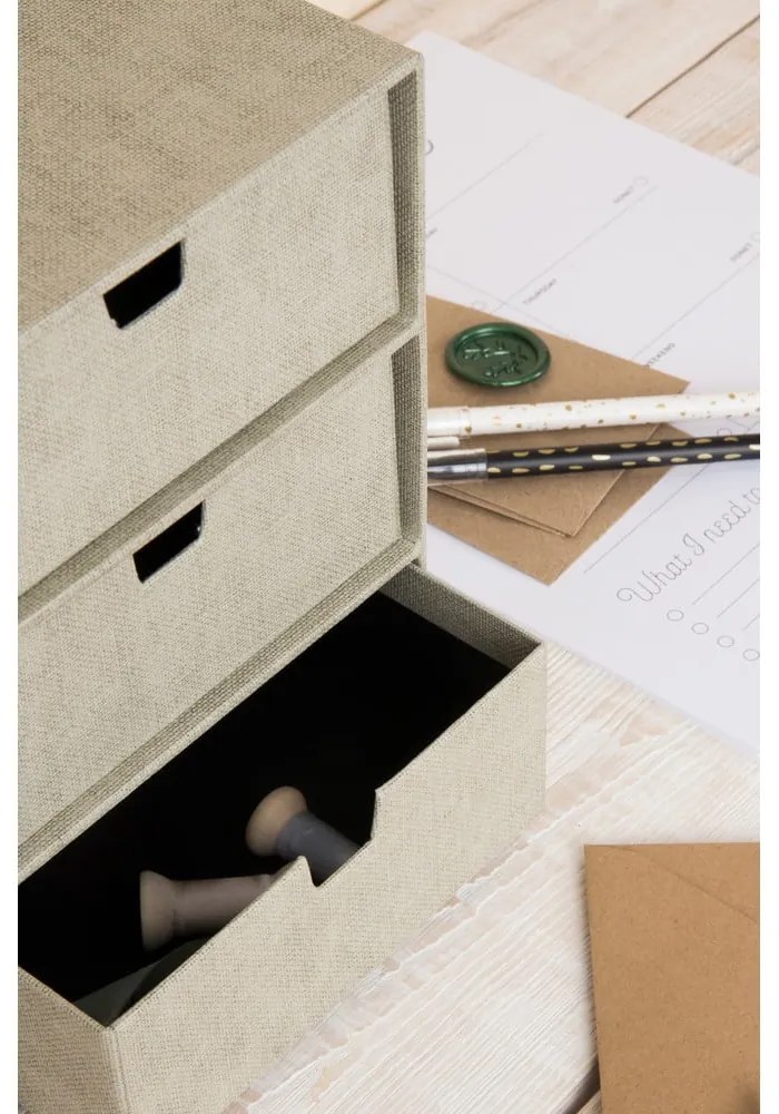 Бежова кутия за чекмеджета с 3 отделения Ingrid - Bigso Box of Sweden