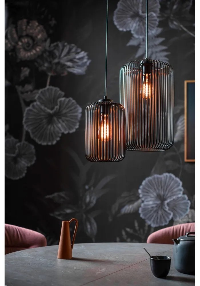 Черно висящо осветително тяло с метален абажур ø 25 cm Cage – Fischer &amp; Honsel