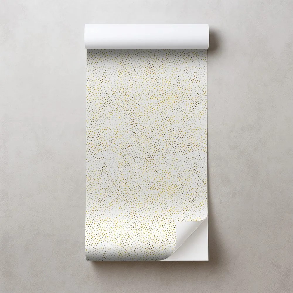 Самозалепващ тапет – Златни точки на бял фон