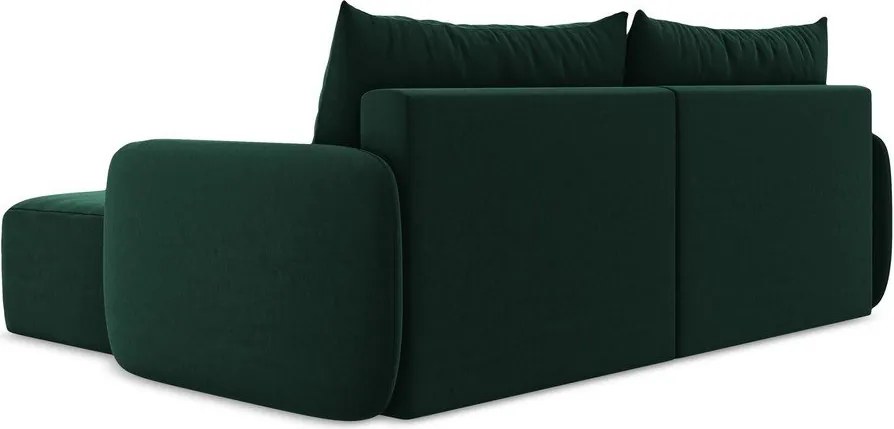 Тъмнозелен кадифен сгъваем/с място за съхранение ъглов диван (десен ъгъл) Kalena – Makamii