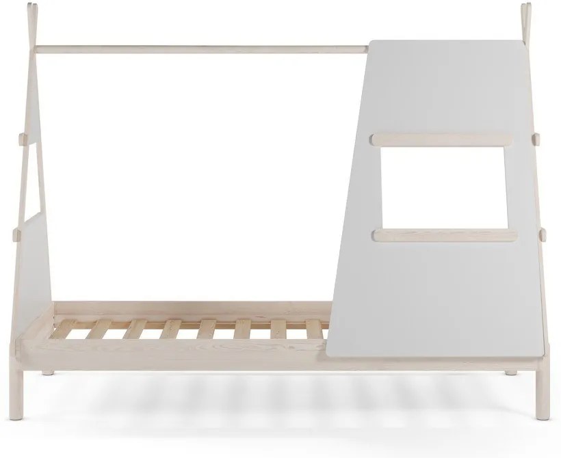 Кремаво къща детско легло 90x200 cm от масивен бор с включена подматрачна рамка Enola – Marckeric