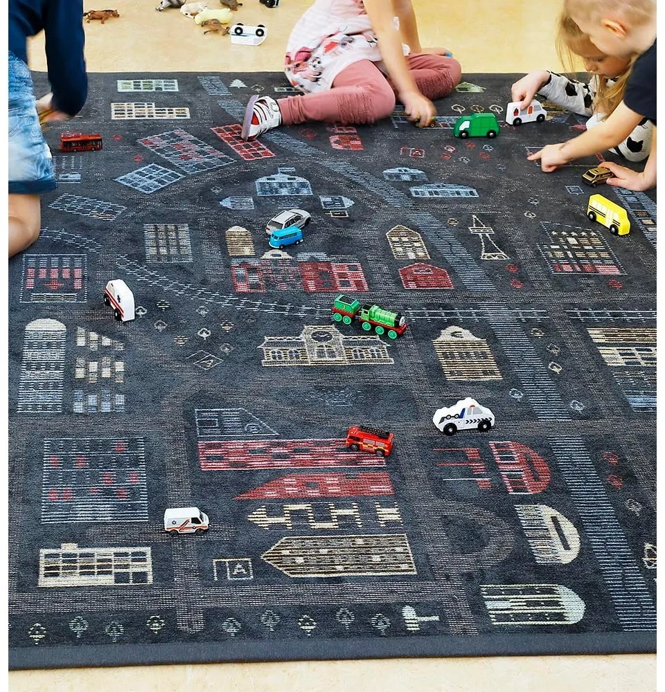 Черен двустранен детски килим , 140 x 200 cm Ülejõe - Narma