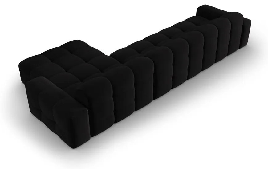 Ъглов диван от черно кадифе (десен ъгъл) Kendal - Micadoni Home