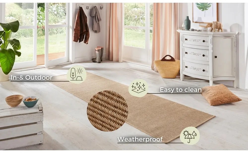 Бежова пътека за открито и закрито 80x250 cm Nature – Hanse Home