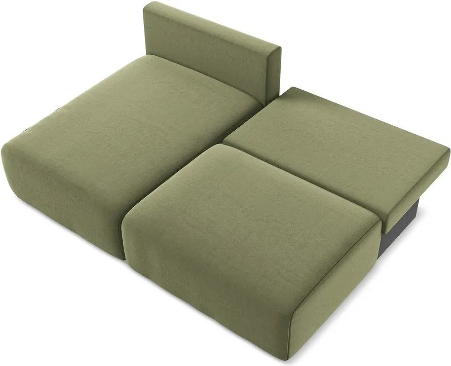 Зелен кадифен сгъваем/с място за съхранение ъглов диван (ляв ъгъл) Kalena – Makamii