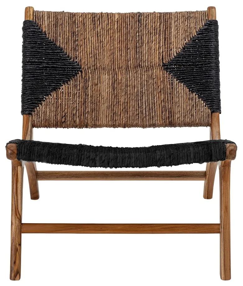 Черно-кафяв фотьойл с плетка Grant - Bloomingville