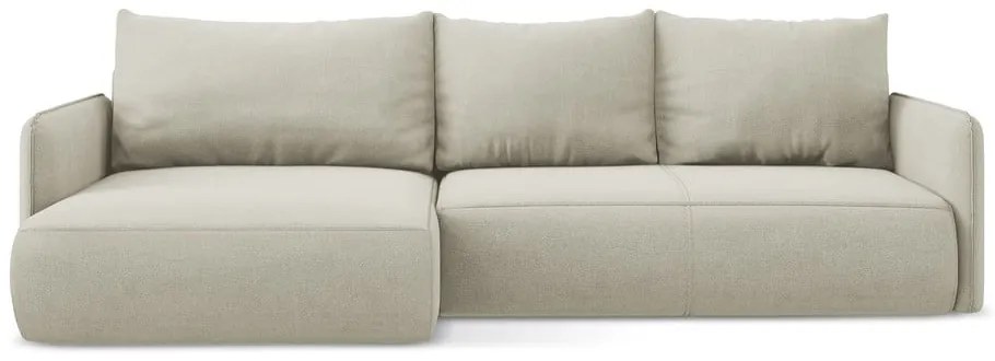 Кремав разтегателен ъглов диван с място за съхранение (ляв ъгъл) Nanea – Makamii