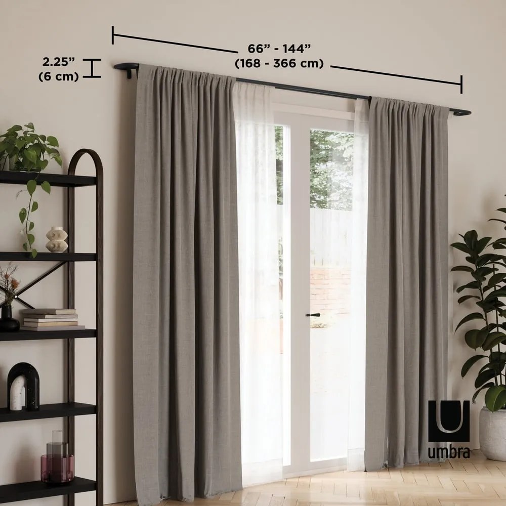 Стоманен разтегателен двоен корниз 168 - 365 cm Twilight - Umbra