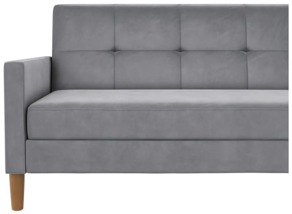 Светлосив кадифен ъглов диван Lilly – Støraa