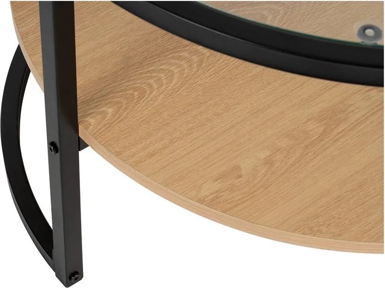 Черна/в естествен цвят кръгла масичка за кафе от декор от дъб ø 68 cm Zanu – Bonami Essentials