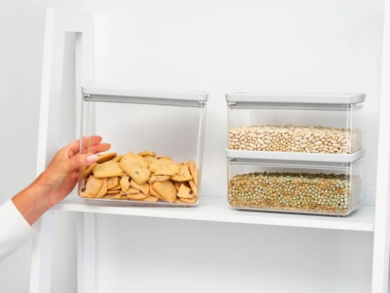 Кутии за съхранение на продукти Brabantia Tasty+ Stackable 1008882, 1.5л/3.5л, Без BPA, Плътно затваряне, Светлосив