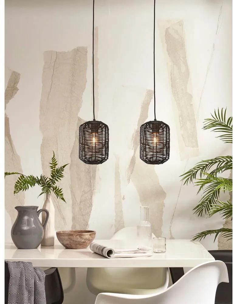 Черна висяща лампа с абажур от ратан ø 18 cm Tanami - Good&amp;Mojo