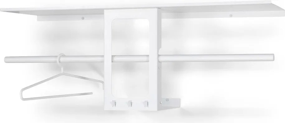 Бяла стоманена стенна закачалка с рафт 100 cm Luno Small – Spinder Design