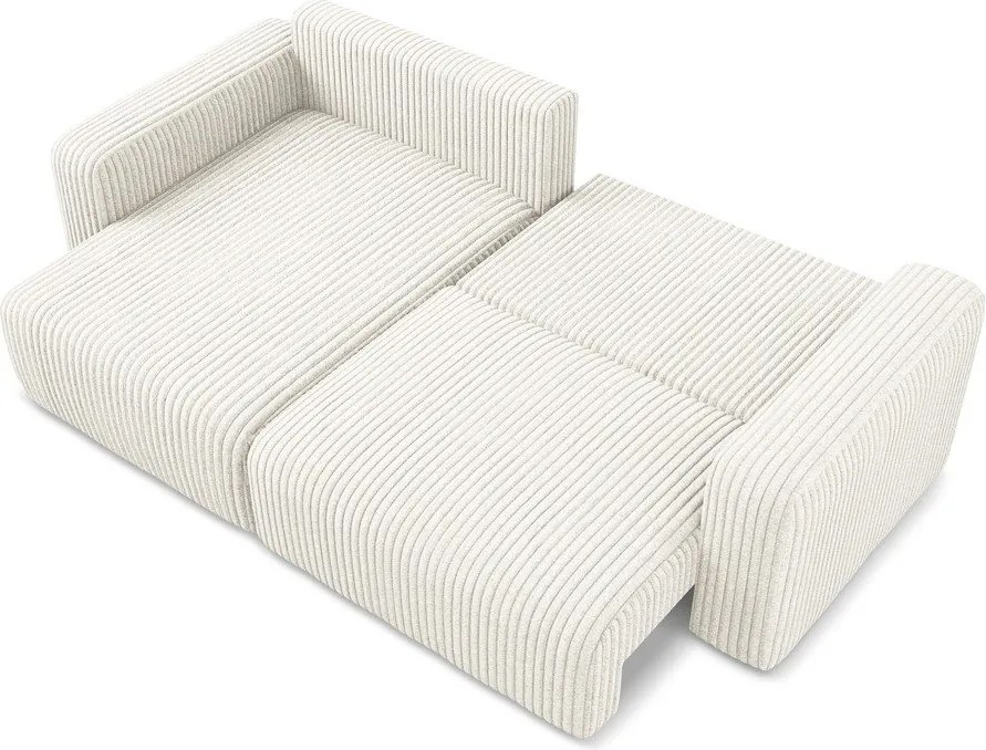 Кремав сгъваем/с място за съхранение ъглов диван от рипсено кадифе (ляв ъгъл) Kona – Makamii