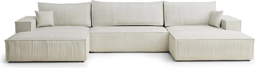Кремав шенилов сгъваем/с място за съхранение ъглов диван (U форма) Kyoto – Maison de Rêve
