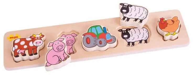 Bigjigs - Дървен пъзел Ферма BB014