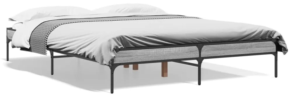 845014 vidaXL Нощно шкафче, сив сонома, 150x200 см, инженерно дърво и метал