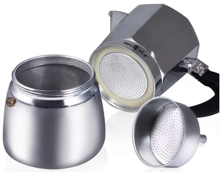 Кубинска кафеварка SAPIR SP 1173 с предпазен клапан, класически дизайн и качество - 3 чаши / Червен