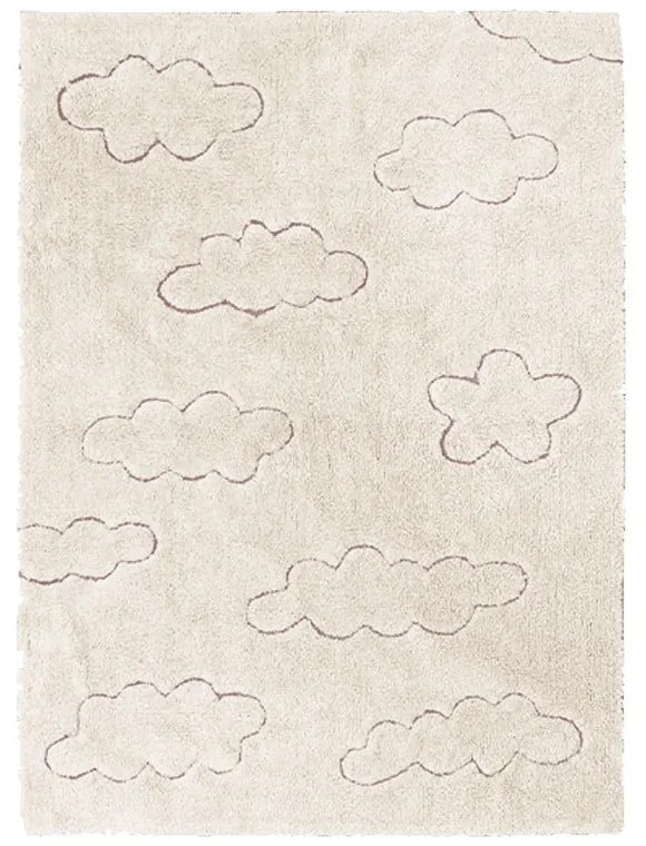 Кремав ръчно изработен памучен детски килим подходящ за пране 90x130 cm Clouds – Lorena Canals