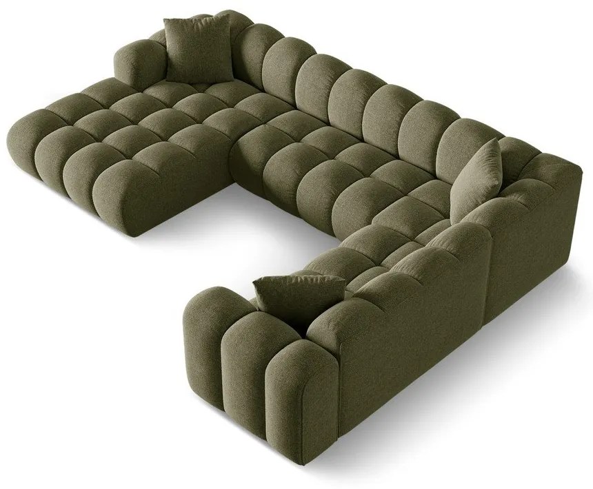 Зелен шенилов ъглов диван (десен ъгъл/U форма) Treno – Cosmopolitan Design