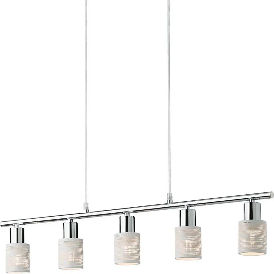 Redo 04-509 - Висящ полилей на кабел VERTIGO 5xE14/28W/230V лъскав хром/бял
