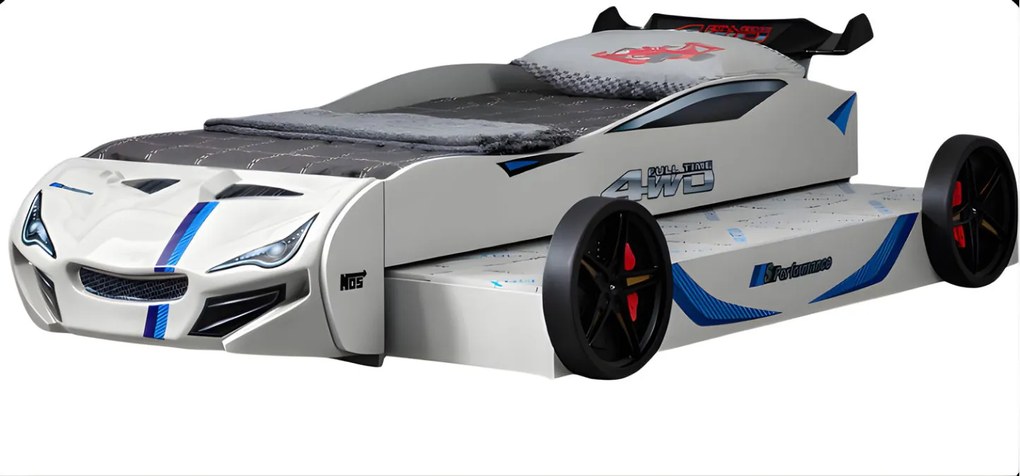 Детско легло кола Turbo GT Duo-бял