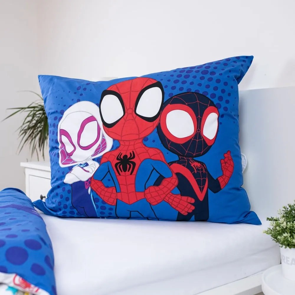 Синьо единично памучно детско спално бельо 140x200 cm Spidey – Jerry Fabrics
