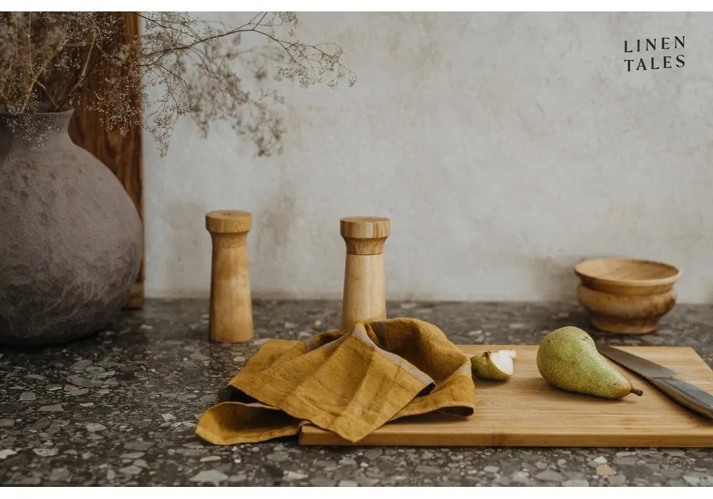 Ленена кърпа за съдове 65x65 cm Amber Bronze Stripes – Linen Tales