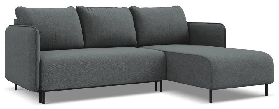 Тъмносив разтегателен ъглов диван с място за съхранение (десен ъгъл) Luana – Makamii
