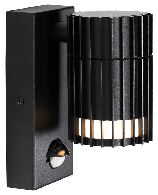 Дизайнерска външна стенна лампа черна с датчик за движение IP44 - Борис