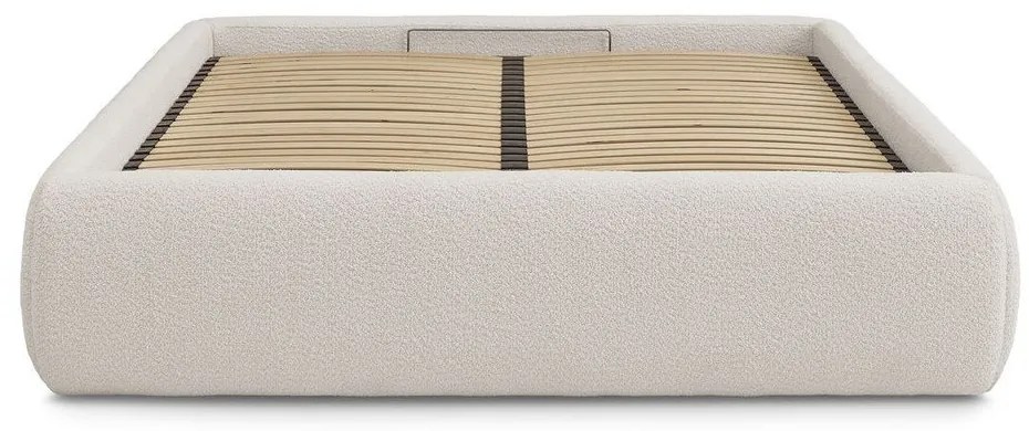 Бяло двойно легло 180x200 cm тапицирано с място за съхранение/без табла с включена подматрачна рамка Inera – Bobochic Paris