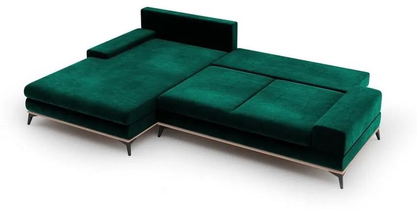 Светлозелен ъглов разтегателен диван с кадифена тапицерия , ляв ъгъл Astre - Windsor &amp; Co Sofas