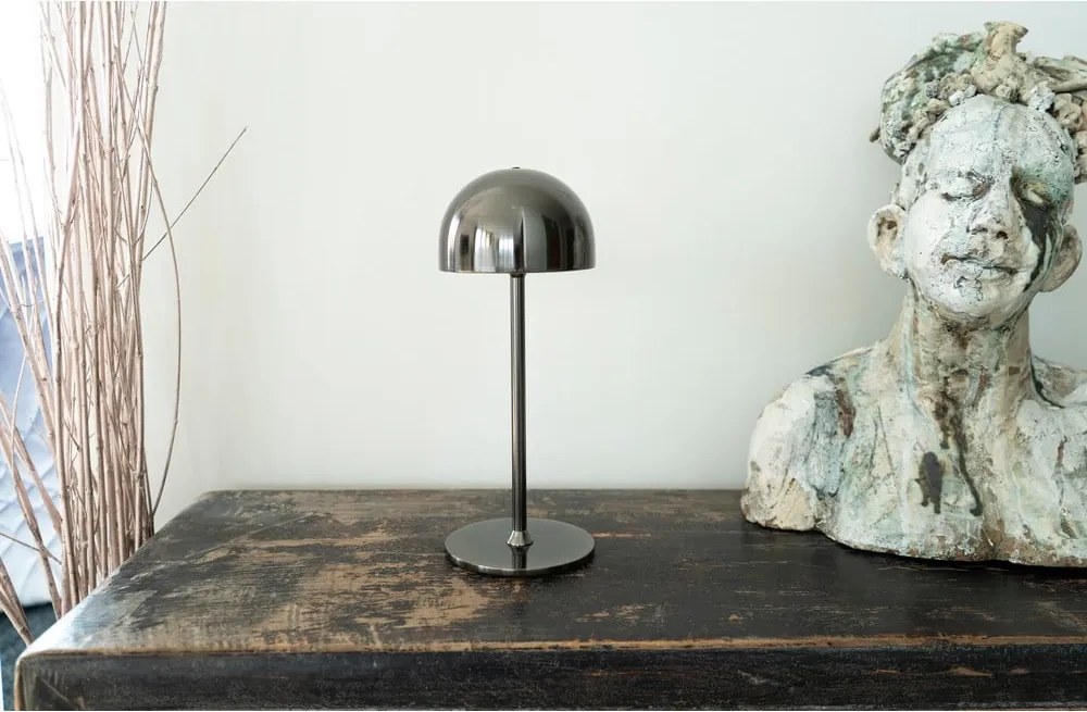 Тъмносива LED настолна лампа с дистанционно управление с метален абажур (височина 30 cm) Tim – Sirius