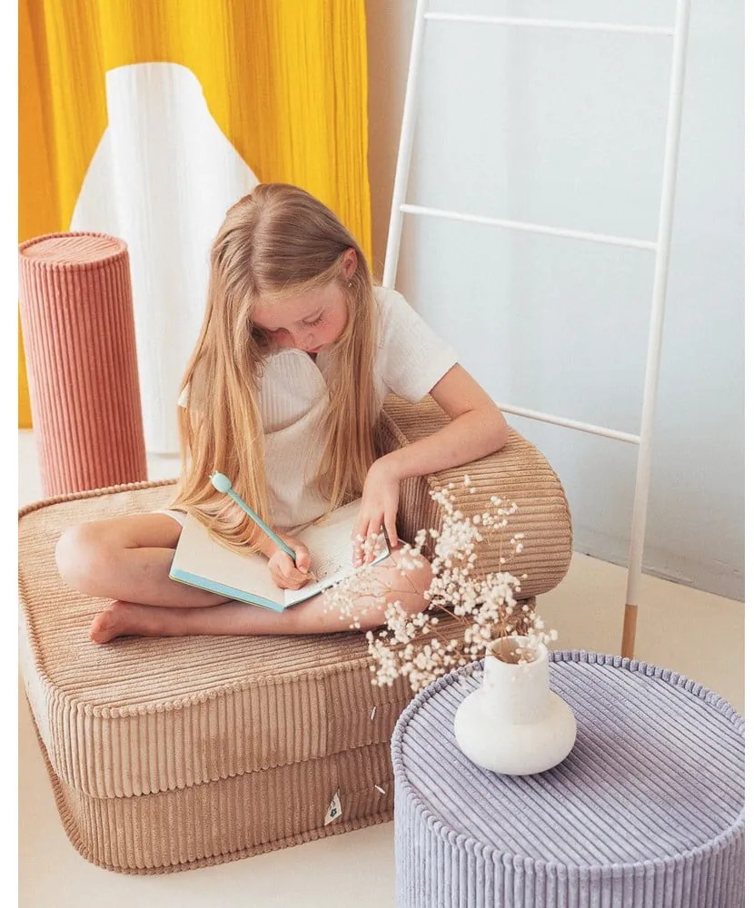 Син детски пуф от рипсено кадифе – Wigiwama