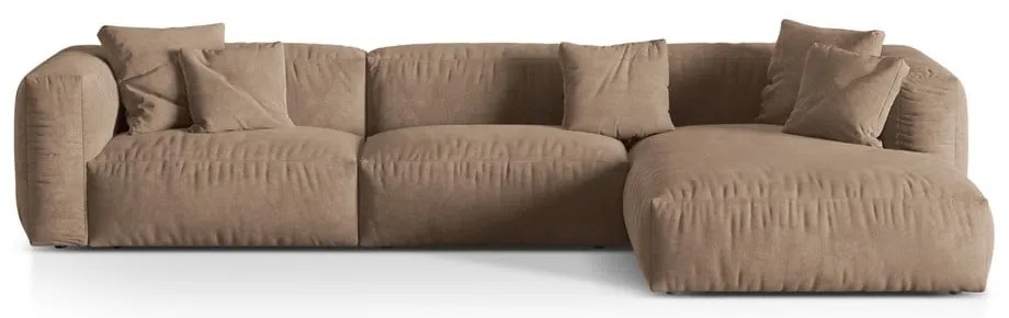 Светлокафяв кадифен модулен ъглов диван (десен ъгъл) Martina – Micadoni